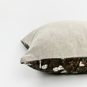 burgundy linen euro sham charcoal block print pillow floral