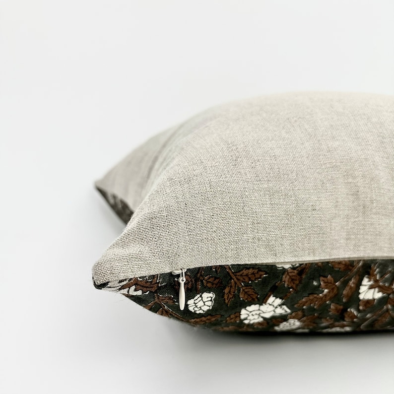 burgundy linen euro sham charcoal block print pillow floral