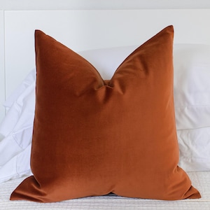 Burnt Orange Textured Euro Sham Throw Pillow Cover Rust Terracotta Chenille Farmhouse Boho Luxury Decor Cushion Cover Accent Bedding