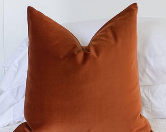 Burnt Orange Textured Euro Sham Throw Pillow Cover Rust Terracotta Chenille Farmhouse Boho Luxury Decor Cushion Cover Accent Bedding