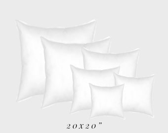 Faux Down 20x20 Pillow Insert Large Woven Cotton Cover Premium Fiberfill 100% Hypoallergenic