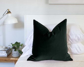 Hunter Green Velvet Throw Pillow Covers Luxury Velvet Double sided Lumbars & 26 Euro Sham Available