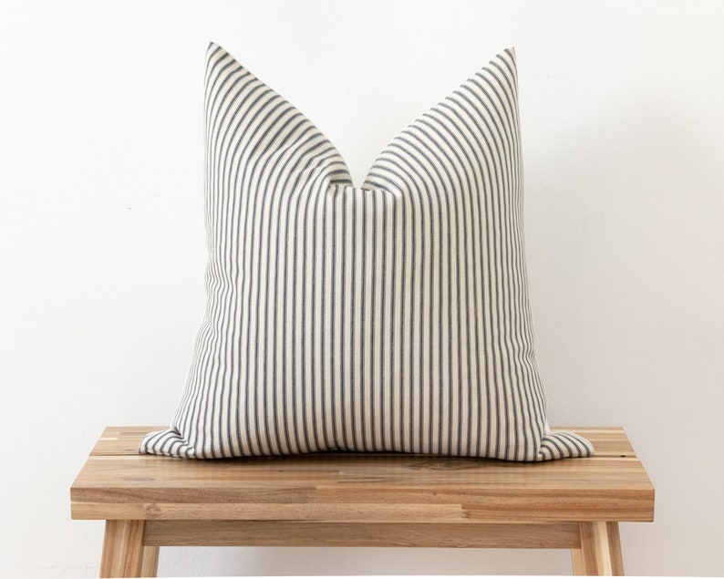 Farmhouse Pillow Covers Ticking Stripe Pillow Cover Zipper Etsy