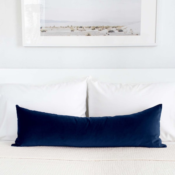 Midnight Blue Velvet Throw Pillow Covers Luxury Velvet Double-sided Lumbars & 26 Euro Sham Available