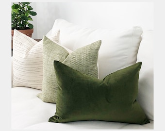 Olive Green Throw Pillow Covers Luxury Double-sided Velvet Euro sham available