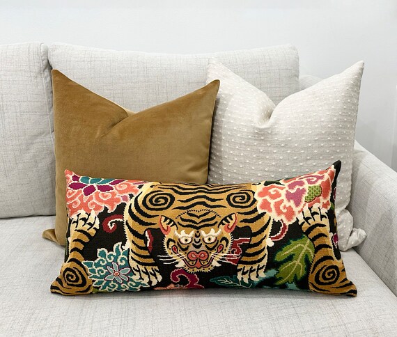 Black Gold Throw Pillow Cover Set 20x20 Unique Combination Pillow 12x24 Lumbar Tibetan Tiger Designer Accent Throw 22x22 Pillowcase Combo Etsy