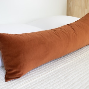 Rust Velvet Lumbar Toss Pillow Cover Luxury Velvet Double sided Long Body Pillowcase Burnt Orange Toss Terracotta Throw Pillow Boho Gift Mom image 5