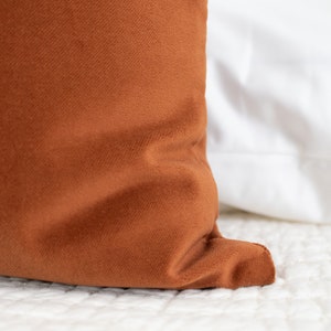 Rust Velvet Lumbar Toss Pillow Cover Luxury Velvet Double sided Long Body Pillowcase Burnt Orange Toss Terracotta Throw Pillow Boho Gift Mom image 4