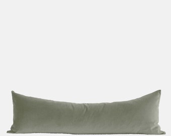 Sage Green Velvet Bolster Bedroom Parisian Inspired Decor Extra Long Lumbar for King Bed Oversized Newly Married Bed Decor xl Solid Lumbar