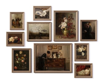 Moody Maximalist Wall Art Dark Academia Gallery Set 10 Trendy French Decor Medieval Art Prints Vintage Oil Painting Art Antique Home Decor