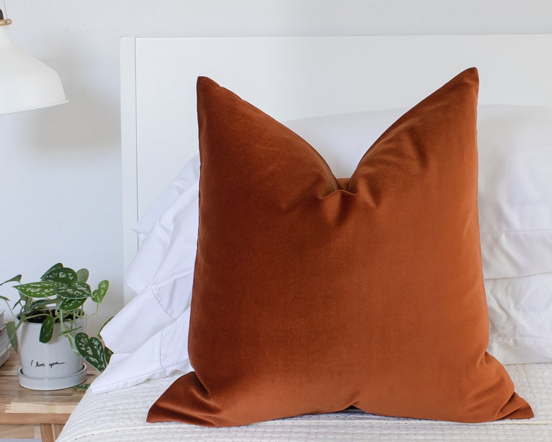 Rust Velvet Throw Pillow Covers Luxury Velvet Doublesided Etsy