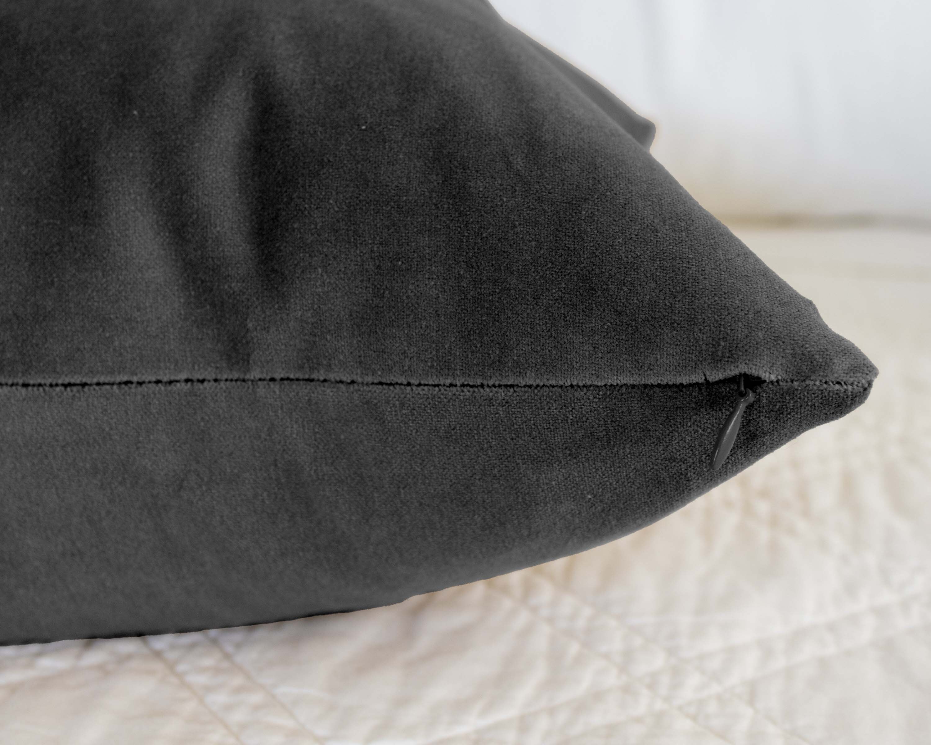 Charcoal Gray Velvet Throw Pillow Covers Luxury Velvet Etsy