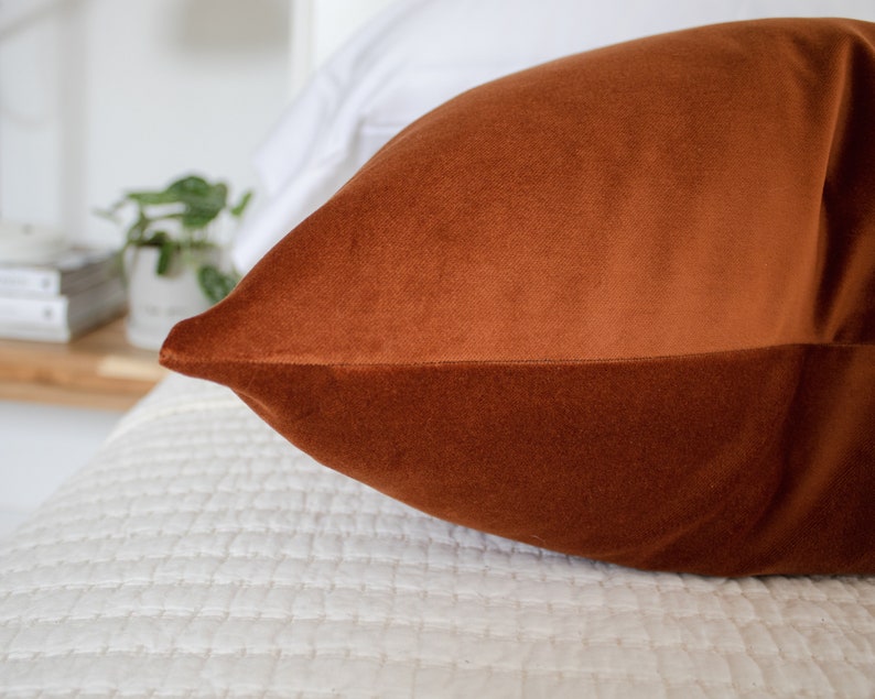 Rust Velvet Throw Pillow Covers Luxury Velvet Doublesided Etsy