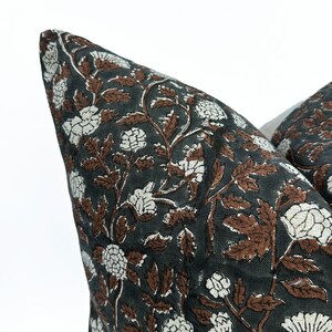 linen throw pillow cover terracotta floral block print
