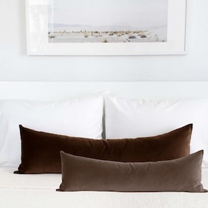 Brown Lumbar Pillow Mocha Velvet Throw Pillow Cover Neutral Decorative Cushion Cover Extra Long Bolster Pillow Maroon Bedroom New Mom Gift