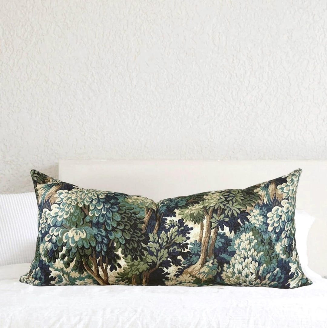 Greenery Tapestry Lumbar Throw Pillow Somerset Woods Pillow Green