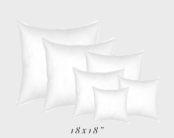 Faux Down 18x18 Pillow Insert Large Woven Cotton Cover Premium Fiberfill 100% Hypoallergenic