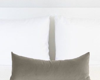 Green Lumbar Pillow Small Oblong Pillow Neutral Accent Cushion Cover Custom Pillowcase Light Green Pillow Rectangular Muted Bed Decor Pale