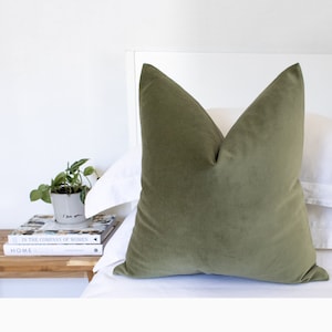 Sage Green Throw Pillow Covers Luxury Velvet Double sided Lumbars & 26 Euro Sham Available image 4