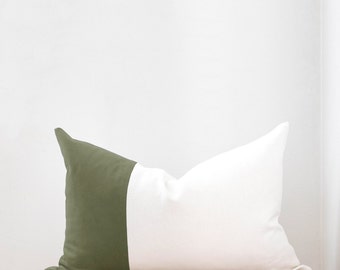 Sage Grün Color Block Pariser Dekor Kissenbezug Benutzerdefinierte Größen Leinen Samt Lendenkissen-Bezug