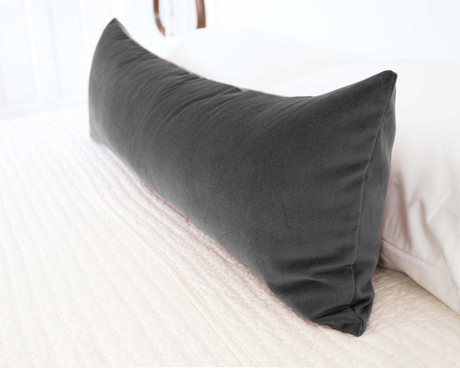 Charcoal Gray Velvet Throw Pillow Covers Luxury Cotton Etsy