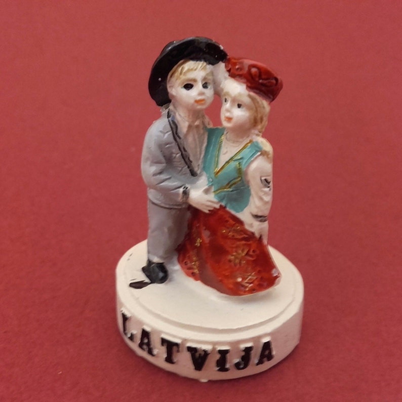 Souvenir Figurine Latvian Ethnic National Costume Polyresin