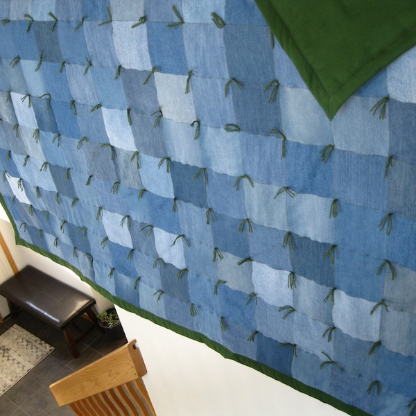 Queen Denim Quilt Etsy