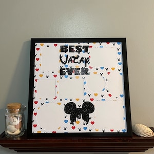 Disney Vacation Picture Frame Best Vacay Ever Collage Photo Frame Mickey Mouse Disney World Disneyland  Multi Photo 12x12 Home Decor Gift