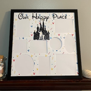 Disney Our Happy Place Château de Walt Mickey Mouse Cadre Photo Collage Cadre Photo Disney World Disneyland Multi Photo 12x12 Home Decor