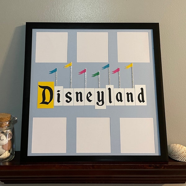 Disneyland Sign Photo Frame Collage Picture Frame Flags Mickey Mouse Disney World Disneyland Vacation Gift Multi Photo 12x18 Home Decor