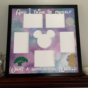 Disney Four Parks Picture Frame Collage Photo Frame Mickey Mouse Disney World Multi Photo 12x12 Home Decor Gift