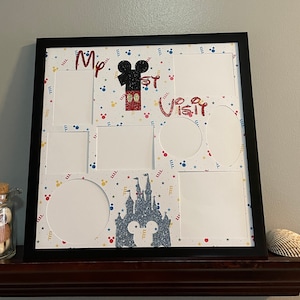 Spersonalizowana ramka Disney Pierwsza wizyta Zdjęcie wakacyjne Pierwszy kolaż Ramki na zdjęcia Myszka Miki Disney World Disneyland Wielozdjęciowy prezent Disney