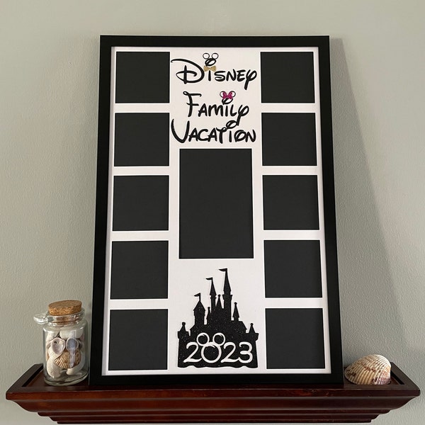 Disney Family Vacation  Mickey Mouse Minnie Photo Frame Collage Picture Frame  Disney World Disneyland Castle Gift Multi Photo  Home Decor