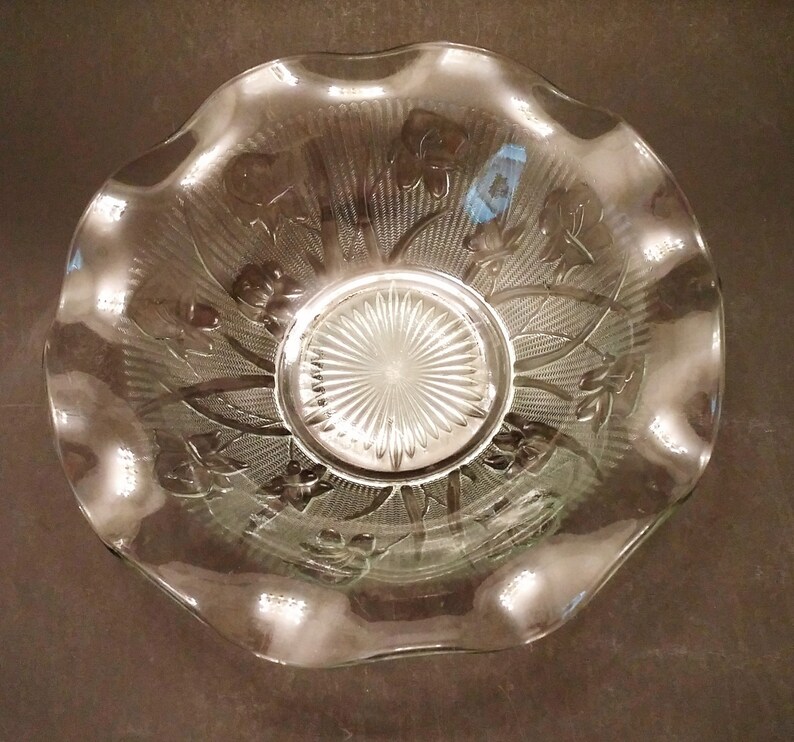 Glass Iris and Herringbone Salad Bowl Etsy