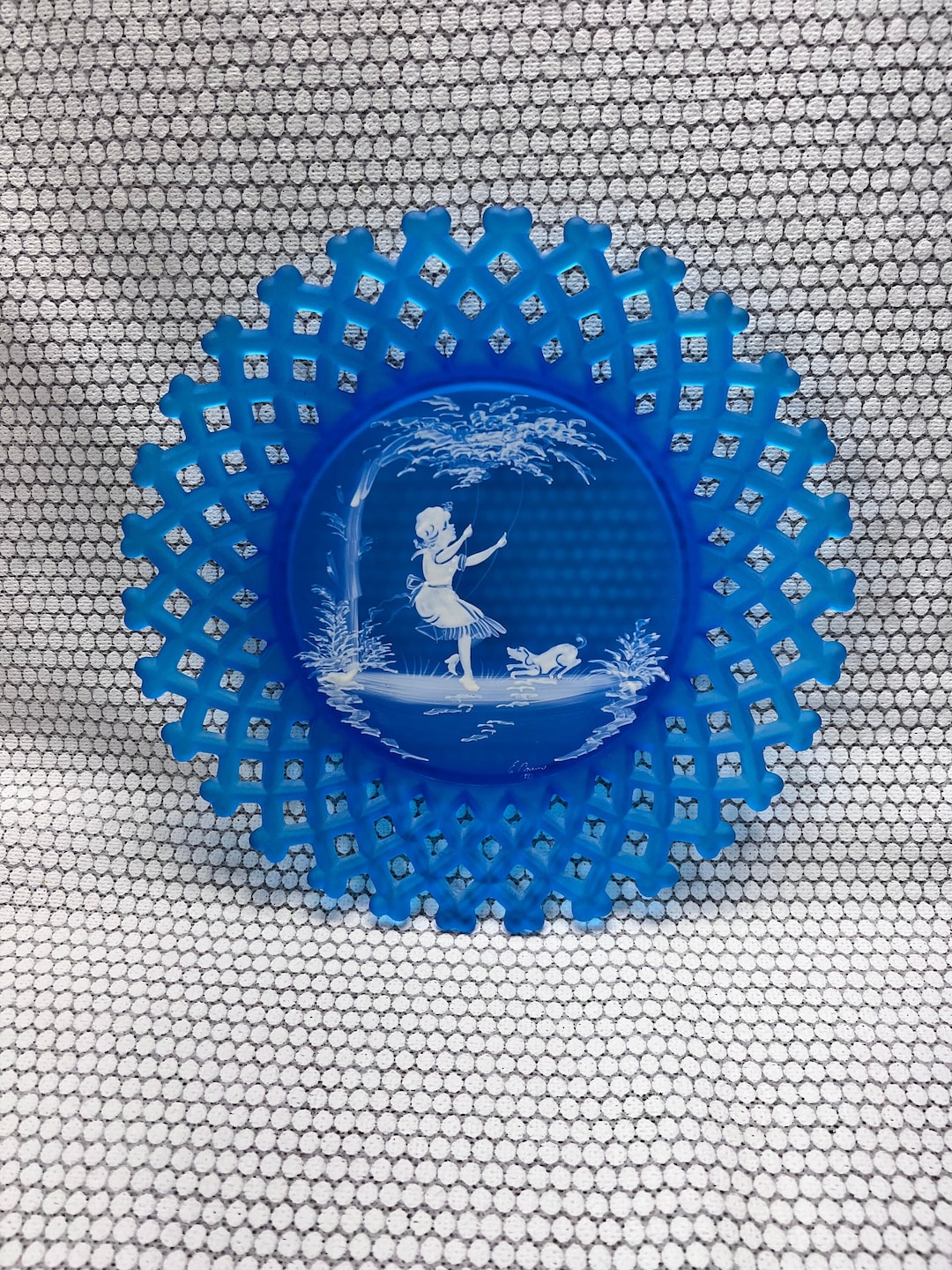 Westmoreland Blue Mist Mary Gregory Girl on a Swing With Dog Etsy Canada