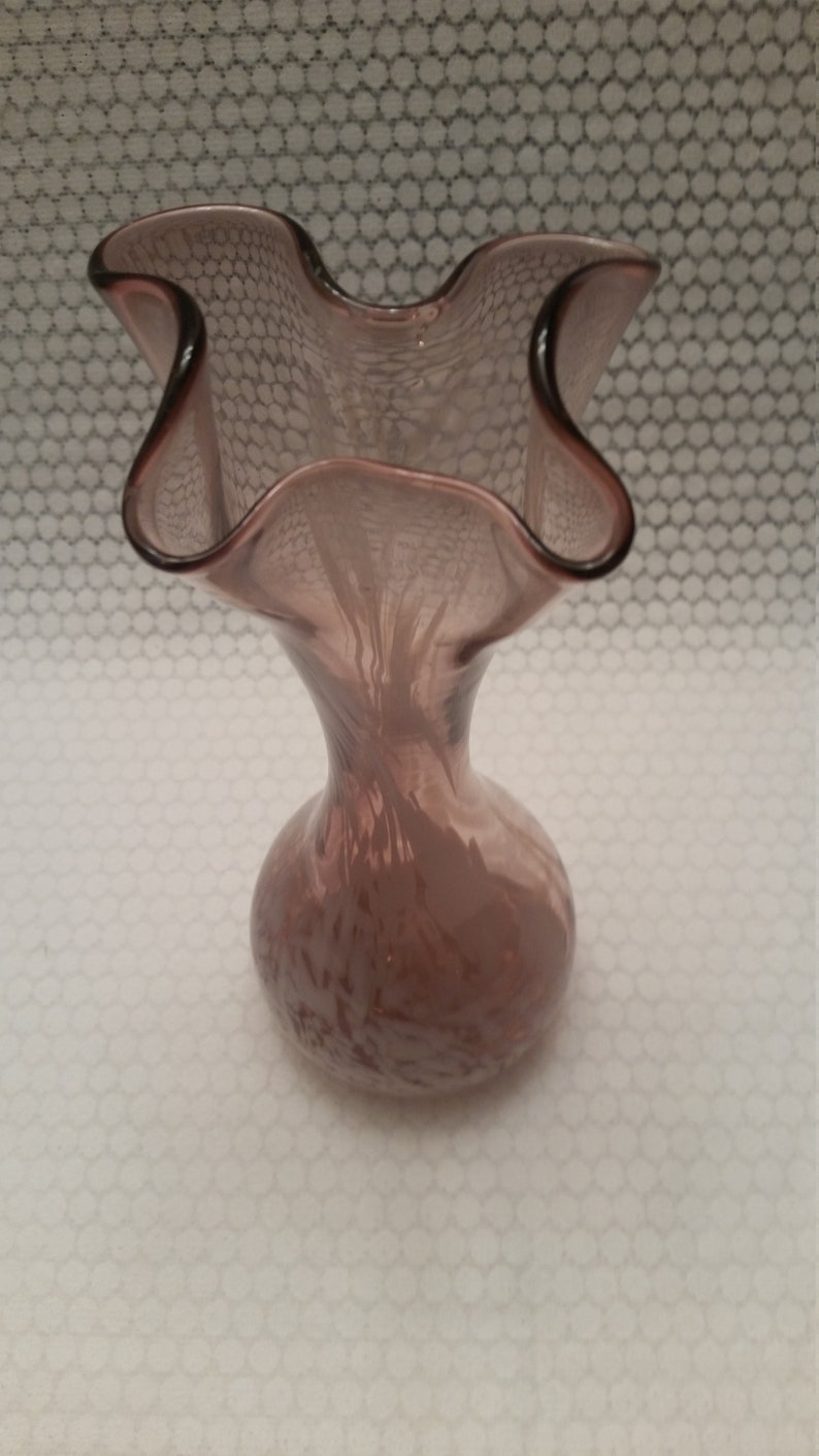 Norcrest Purple Slag Glass Vase Etsy