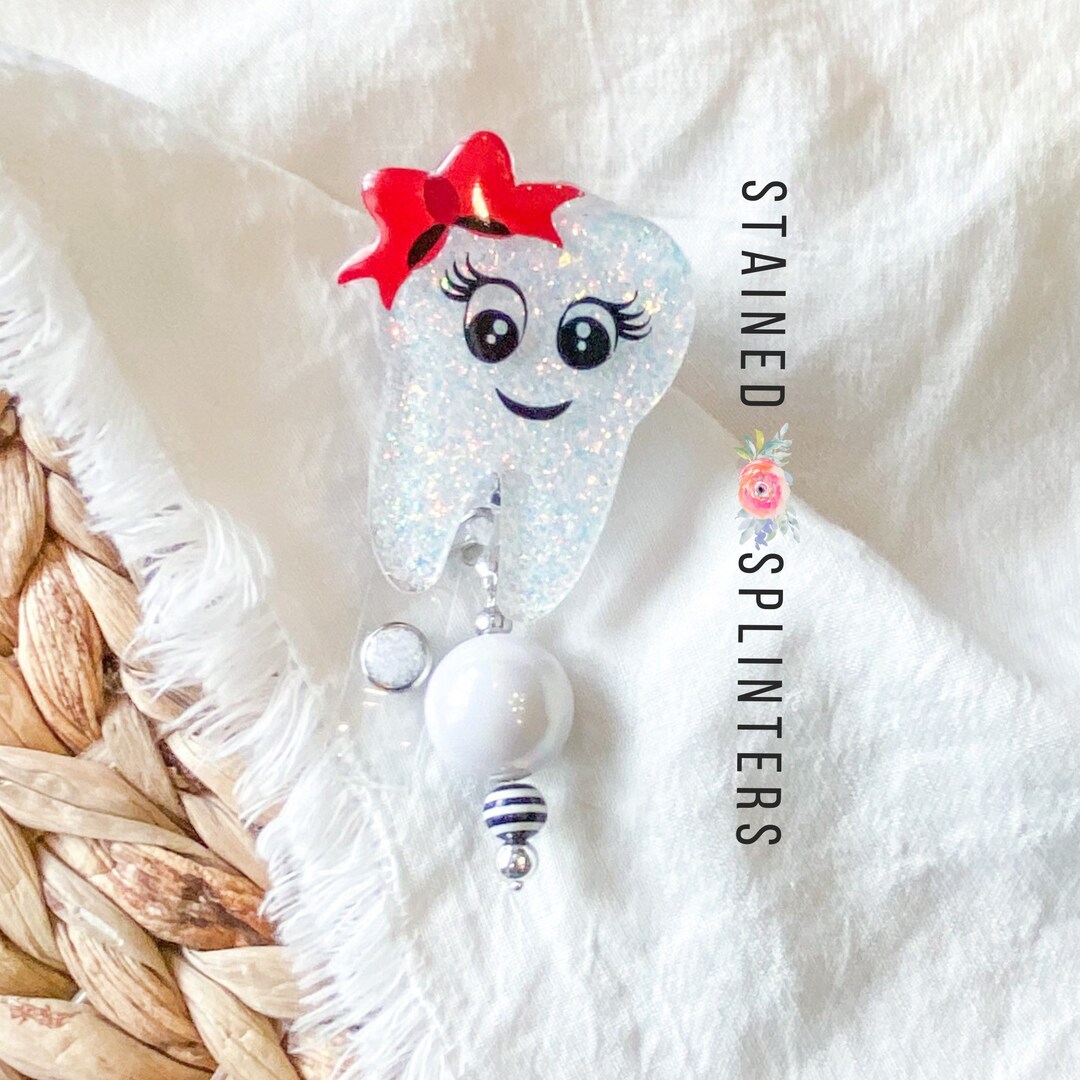 Cute Tooth Dental Assistant Badge ID Holder Dental Hygenist Badge Clip