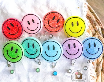 Smiley Face  Badge Reel | Happy Face Badge Reel | Cute Badge Reel | Gift for Social Worker | Healthcare Worker Badge Reel | Gift for Nurse