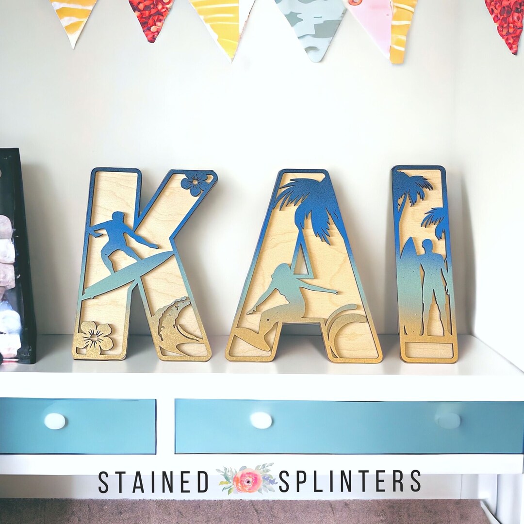 Beach Themed Surf Wood Letters, Name Sign, Nursery Sign, Custom Baby ...