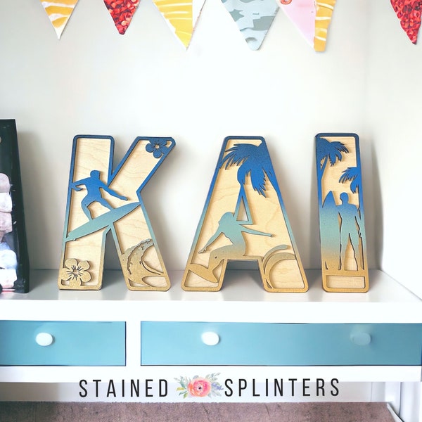 Beach Themed Surf Wood Letters, Name Sign, Nursery Sign, Custom baby shower gift