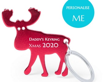 Personalised keyring Moose, Christmas Gift, Personalised Funny gift for Dad, Grandad, Mum, Sister, Nanny, Father's Day Gift, Birthday Gift