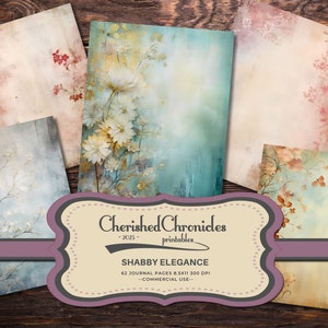 62 Shabby Chic Journal Papers, Grungy Boho Style, 8.5x11 inches, Junk Journal Kit, Digital Scrapbooking, Instant Download