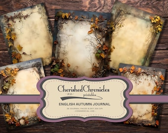 English Autumn Junk Journal Papers: Vintage Fall Ephemera