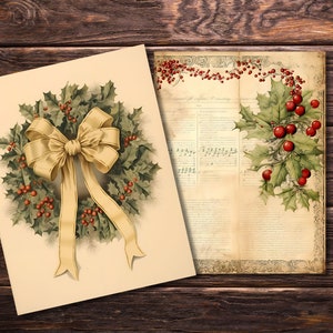 Unique digital crafting bundle of Vintage Christmas Variety Papers, each showcasing a serene snowy scene filled with holiday cheer.