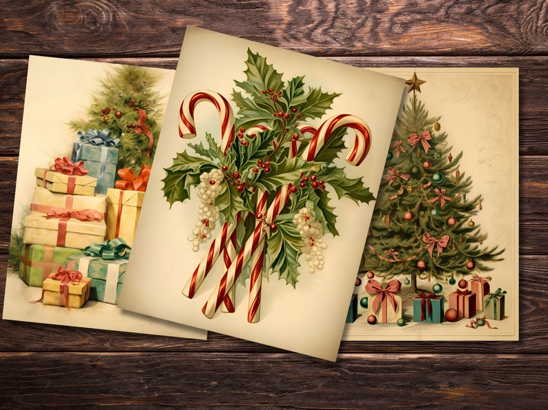 Immerse in the yuletide spirit with these printable Vintage Christmas Variety Papers, offering a rich medley of holiday designs.
