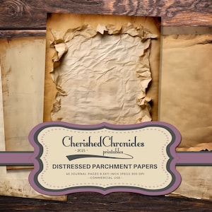 Großes Bündel von 45 leeren, beunruhigten Junk-Journal Pergamentpapieren, 8,5 x 11 Zoll, bedruckbar, Scrapbooking, Vintage-inspirierter digitaler Download