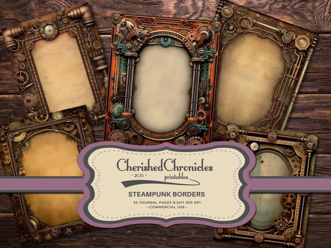 20 Steampunk Borders Journal Papers, 8.5x11 Inch, Junk Journal ...