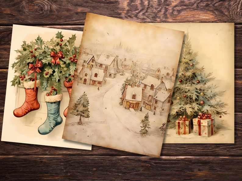 Vintage Christmas Variety Papers, your gateway to a nostalgic crafting experience amidst joyful holiday scenes and cheerful celebrations.