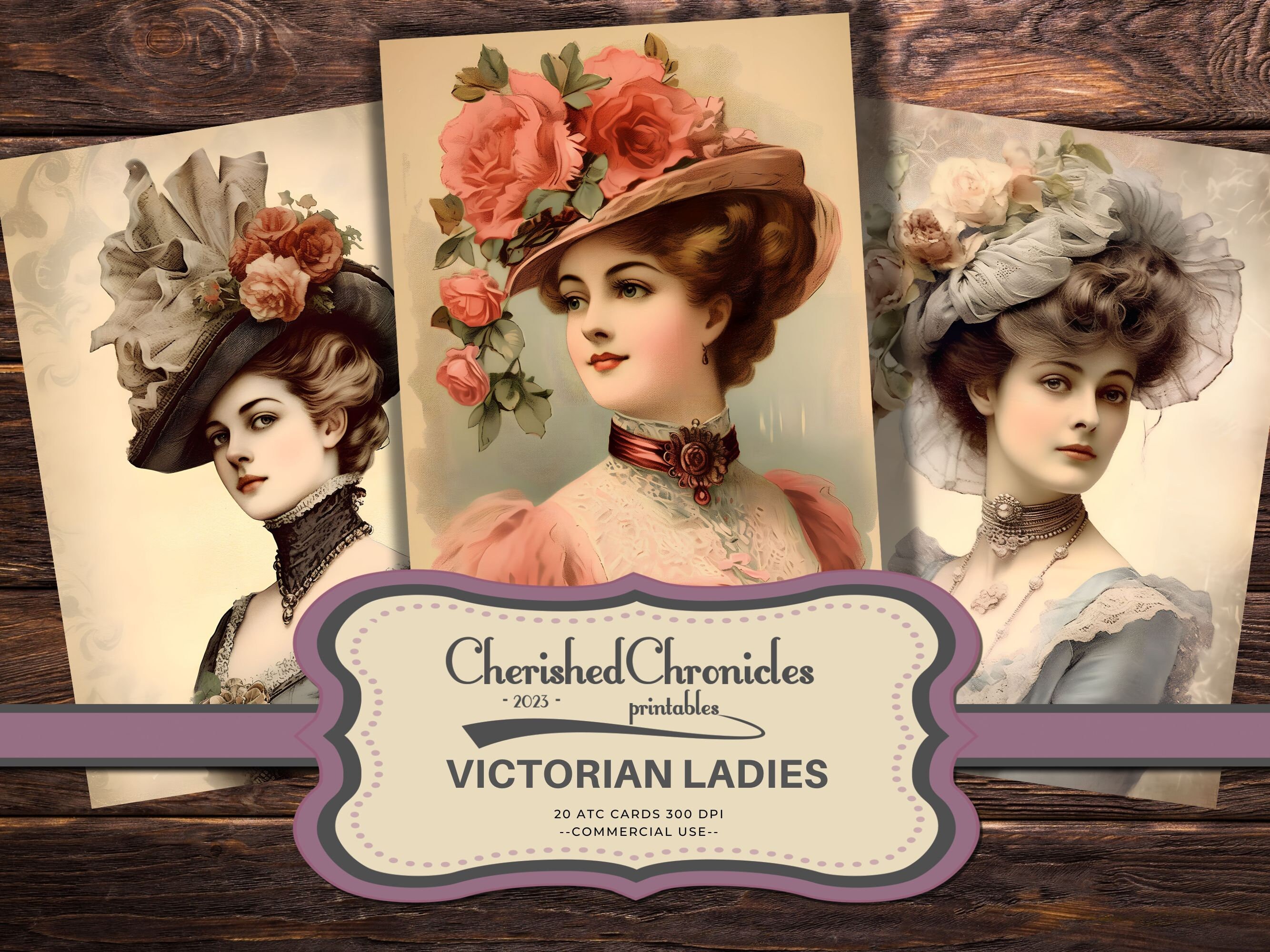 20 Victorian Lady ATC Cards, Victorian Ladies, Junk Journal