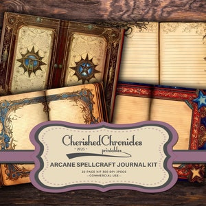 Arcane Spellcraft Junk Journal Kit, Witch & Wizard Themed Pages, Printable Ephemera, Fussy Cuts, Tags, Cards - Digital Download